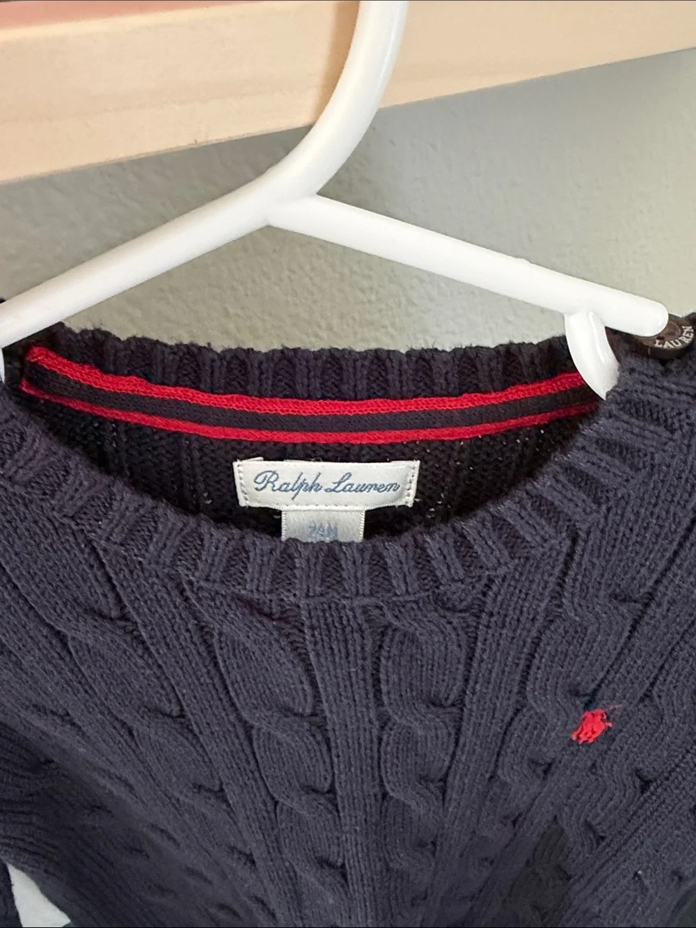 Ralph Lauren Navy Cable-Knit Crewneck Sweater